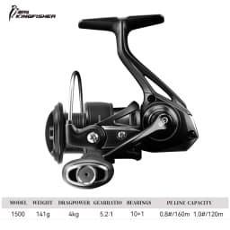TSURINOYA Carbon Spinning Fishing Reel Kingfisher 800S 1000 1500 1500s Ultralight Weight 135g 10+1BB MicroLure Stream Trout Reel