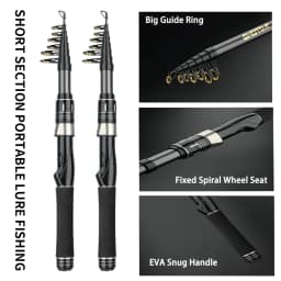 Mini Shrink 31cm Portable Fishing Rod Kit 1.5-2.1M Telescopic Carbon Trave Pole High Speed 7.2:1 Baitcasting Reel Carp Fishing