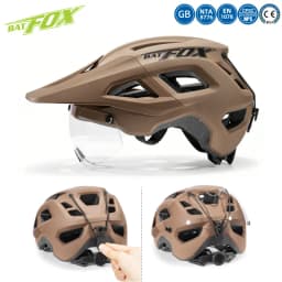 BATFOX Mountain Cycling Helmet Magnetic Lens Ultralight Adjustable Fit Road MTB Bicycle Helmet Men Women Electric Bike Gear