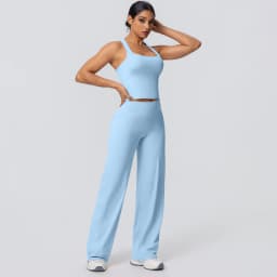 Women's Sports Yoga Set Gym Quick Drying Peach Butt Yoga Pants Solid Color Slim Beautiful Back I-shaped Vest Yoga Set