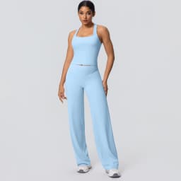 Women's Sports Yoga Set Gym Quick Drying Peach Butt Yoga Pants Solid Color Slim Beautiful Back I-shaped Vest Yoga Set