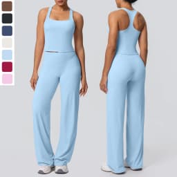 Women's Sports Yoga Set Gym Quick Drying Peach Butt Yoga Pants Solid Color Slim Beautiful Back I-shaped Vest Yoga Set