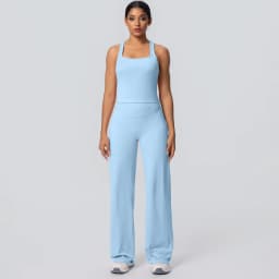 Women's Sports Yoga Set Gym Quick Drying Peach Butt Yoga Pants Solid Color Slim Beautiful Back I-shaped Vest Yoga Set