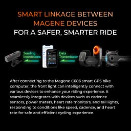 Magene AT1600 Smart Bike Headlights Bright Lumens 85h Battery Rechargeable Bicycle Light Front Compatible with Garmin Edge 530
