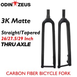 ODINZEUS 3K Carbon Fiber Fork, MTB Bike Fork, Thru Axle 15*100mm, Straight/Conical, Matte/Gloss,26"/27.5"/29" inches,disc brake