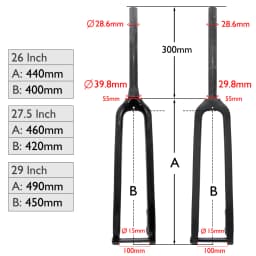 ODINZEUS 3K Carbon Fiber Fork, MTB Bike Fork, Thru Axle 15*100mm, Straight/Conical, Matte/Gloss,26"/27.5"/29" inches,disc brake