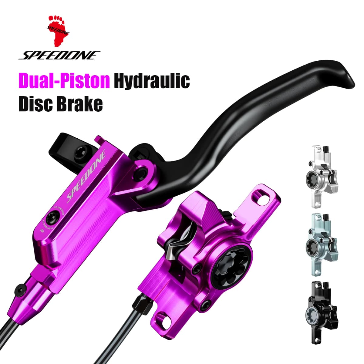 SPEEDONE Bicycle MTB Hydraulic Brake Aluminum Alloy Caliper 2 Piston Brake Brake Set Post Mount Bicycle Mineral Oil Disc Brake