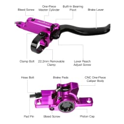 SPEEDONE Bicycle MTB Hydraulic Brake Aluminum Alloy Caliper 2 Piston Brake Brake Set Post Mount Bicycle Mineral Oil Disc Brake