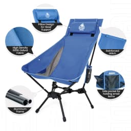 OneTigris Tigerblade Camping Chair High Backrest Relaxing Foldable Chair for Trekking Travel Fishing Beach Garden Longue Chair