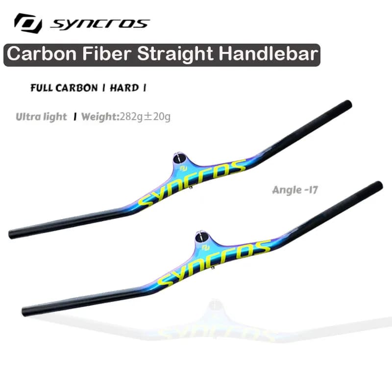 Syncros Carbon Integrated MTB Cockpit Handlebar Bicycle -17° Angle With 60/70/80/90/100mm Stem MTB Bike Frame Bicycle Parts