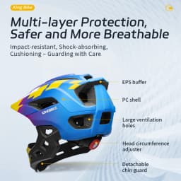 BATFOX Kids Full Face Bicycle Helmet Detachable Chin Children Scooter Skateboard Balance Bike Helmets Cycling Safety Sports Gear