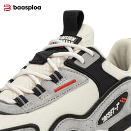 Baasploa Men Running Sneakers Leather Mesh Breathable Classic Sport Sneakers Male Comfortable Non-slip Waterproof Casual Shoes