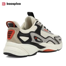 Baasploa Men Running Sneakers Leather Mesh Breathable Classic Sport Sneakers Male Comfortable Non-slip Waterproof Casual Shoes