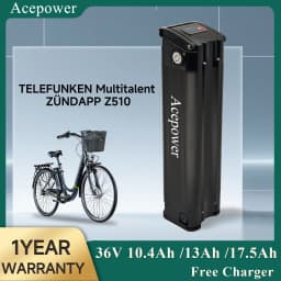 Ebike Battery Akku for Telefunken Multitalent Zundapp Z510 36V 10.4Ah 13Ah 17.5Ah Silver Fish Battery for Telefunken Multitalent