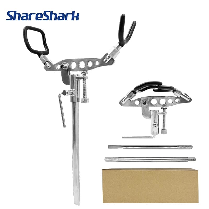 ShareShark 304 Stainless Steel Ground Insert Bracket Adjustable Rock Fishing Stone Diollua Fishing Sea Fishing Rod Holder