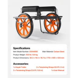 SucceBuy 330LBS Kayak Cart Canoe Cart Dolly with 15in Solid Rubber Tire & Kickstand Paddle Board Trolley for Canoes Paddleboards