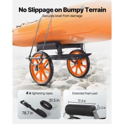 SucceBuy 330LBS Kayak Cart Canoe Cart Dolly with 15in Solid Rubber Tire & Kickstand Paddle Board Trolley for Canoes Paddleboards
