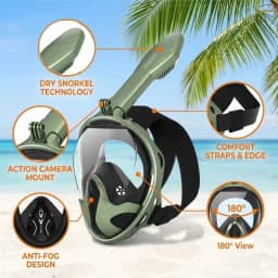 XIAOTREE Two-piece snorkeling gear: a snorkeling mask and fins,Adjustable fins,Breathing mask,Safe waterproof swimming equipment