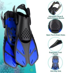 XIAOTREE Two-piece snorkeling gear: a snorkeling mask and fins,Adjustable fins,Breathing mask,Safe waterproof swimming equipment