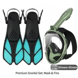 XIAOTREE Two-piece snorkeling gear: a snorkeling mask and fins,Adjustable fins,Breathing mask,Safe waterproof swimming equipment