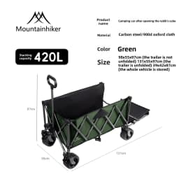 MOUNTAINHIKER 240L Large Capacity Outdoor Handcart,Available in Two Colors,900D Oxford Fabric for Durability,Camping Handcar