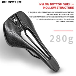 Plselis Lightweight Road Bicycle Saddle Cushion Hollow Breathable Design 280g Racing Bike Accessory