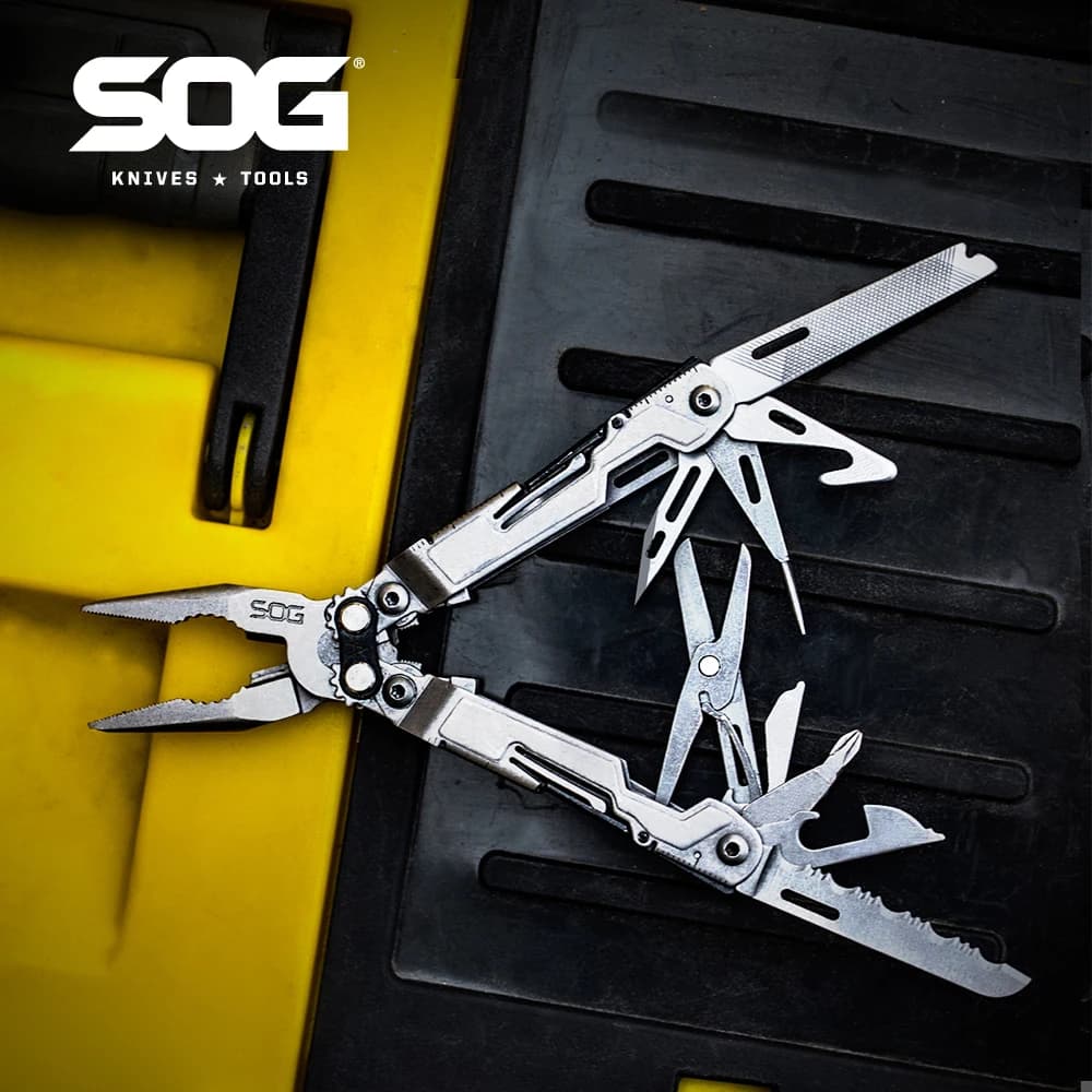 SOG PowerPint Multi-tool W/ 18 Tools Pliers Folding Knife, Foldable Multifunctional Hand Tools, Portable Camping Supplies EDC