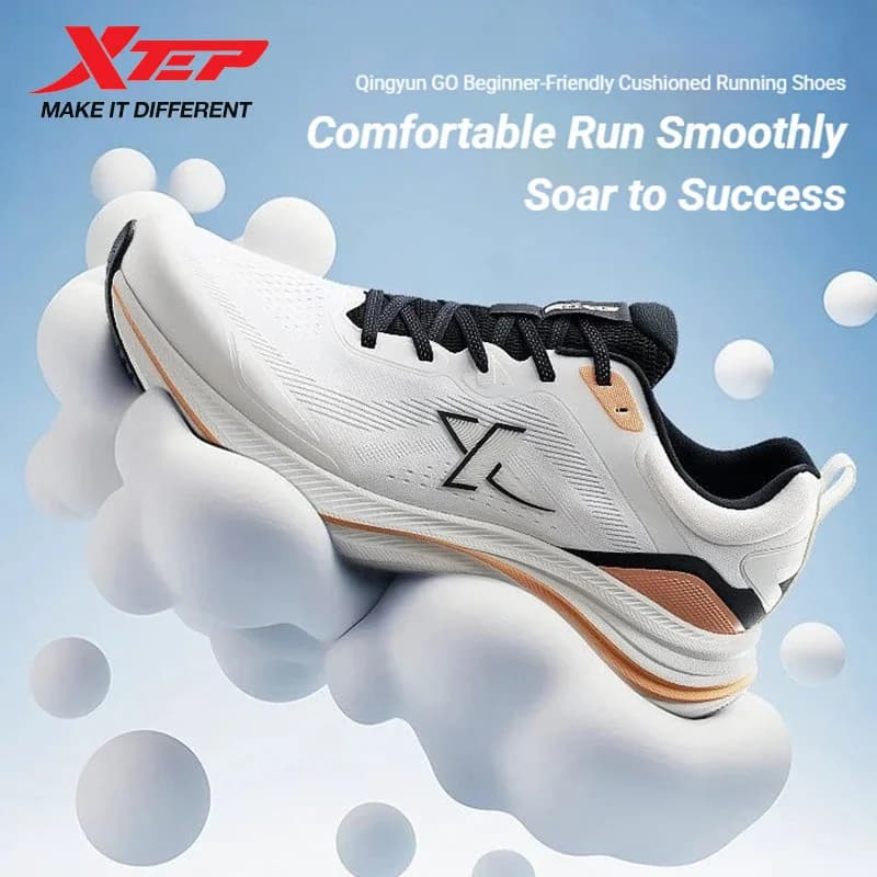 Xtep Qing Yun Go For Men Comfortable Cushioned Rebound Durability Comfort Breathable Anti-Slip Running Shoes 974219110025