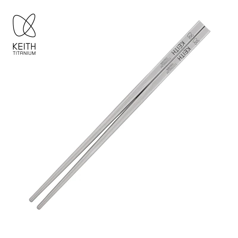 KEITH Solid Pure Titanium Chopsticks, 23CM Length 50g Antibacterial Mildew-Proof One-Piece Non-Slip Ergonomic for Camping Home