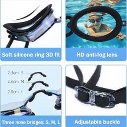 Competitive Swim Goggles with Mirrored Coating Anti-Fog UV Protection, Adjustable Waterproof Swimming Eyewear for Adults & Kids