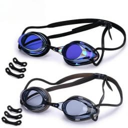 Competitive Swim Goggles with Mirrored Coating Anti-Fog UV Protection, Adjustable Waterproof Swimming Eyewear for Adults & Kids