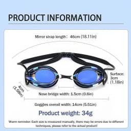 Competitive Swim Goggles with Mirrored Coating Anti-Fog UV Protection, Adjustable Waterproof Swimming Eyewear for Adults & Kids