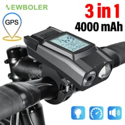 Bike Headlight GPS Speedometer Horn 3 in 1 Multifunctional Rechargeable Bicycle Front Lamp Cycling Computer MTB Bike Accessories