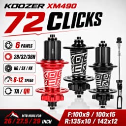 KOOZER XM490 MTB Hub 72 Clicks 6 Pawls 28/32/36H HG SX NX 8-12S TA QR 100x9/100x15 135x10/142x12 Bike Hubs