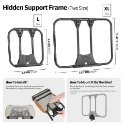 Rhinowalk Bike Front Handlebar Basket Bag 17L /24LFor Brompton Folding Bike Only Fit Official Block