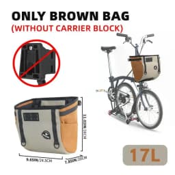 Rhinowalk Bike Front Handlebar Basket Bag 17L /24LFor Brompton Folding Bike Only Fit Official Block