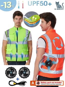 G-MACHT Summer Cooling 2/3/4 Fans Vest USB 12V/5V Fans Charging Breathable Sleeveless Air Conditioner Waistcoat For Outdoor Work