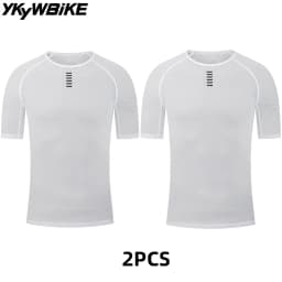 YKYWBIKE 2PCS Men's Cycling Base Layers Short Sleeve Sport Shirt Pro Cool Mesh Superlight Bicycle  Breathable Road Bike Top