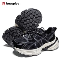 Baasploa Women Walking Shoes Mesh Breathable Casual Sneakers Female Fashion Height Increase Chunky Sneakers Retro Sport Shoes