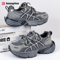 Baasploa Women Walking Shoes Mesh Breathable Casual Sneakers Female Fashion Height Increase Chunky Sneakers Retro Sport Shoes