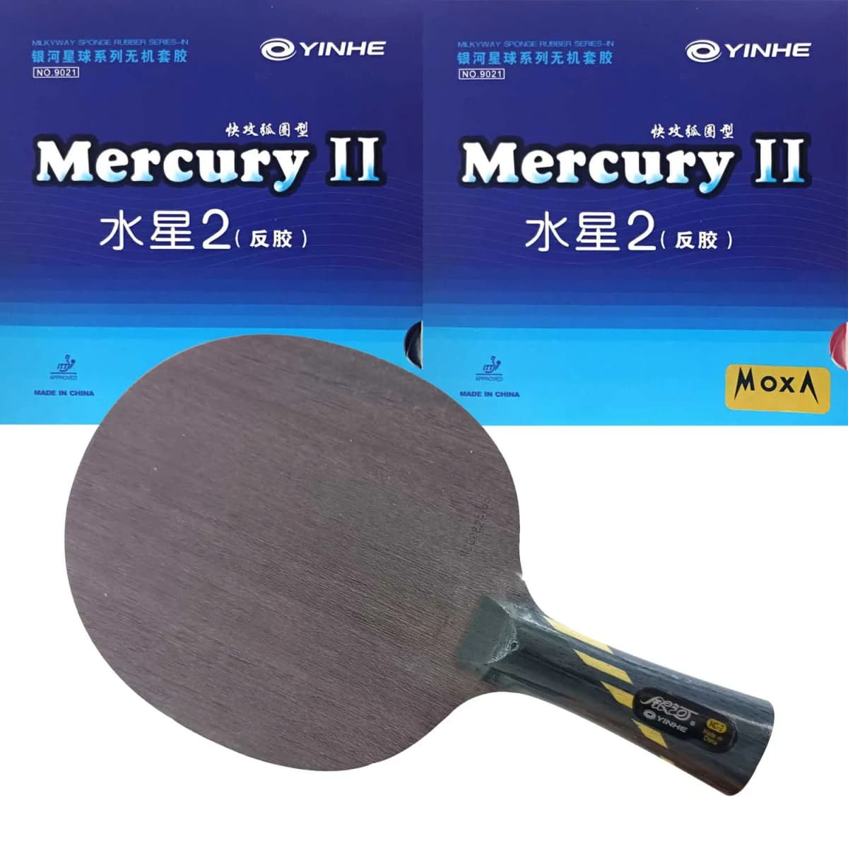 Pro Combo Racket Yinhe MC-2 MC2 Table Tennis Blade with 2x Mercury II MERCURY 2 Ping Pong Rubber