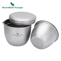 Boundless Voyage Titanium Teapot 250ml All-in-One Home Travel Tea Set Ultralight Portable Double Walled Tea Maker for Loose Leaf