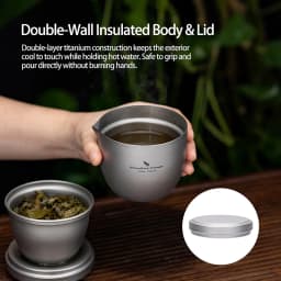 Boundless Voyage Titanium Teapot 250ml All-in-One Home Travel Tea Set Ultralight Portable Double Walled Tea Maker for Loose Leaf