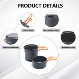 Outdoor Camping Pot 1.3L 2.3L Cookware Outdoor Cooking Kettle Set Heat Cooker Travel Tableware Tourist Kitchen Utensil Equipment