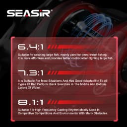 SEASIR SYNCO Baitcasting Reel 6.4/7.3/8.1 Gear Ratio Brass Gear NMB Bearings 5+1 Resistant 8kg Drag Saltwater Fishing Reel