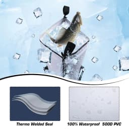 Fishing Cooler Bag Live Fish Insulated Cooler Bag Freshness 72 Hour Cold Retention Collapsible Waterproof PVC Fish Bag