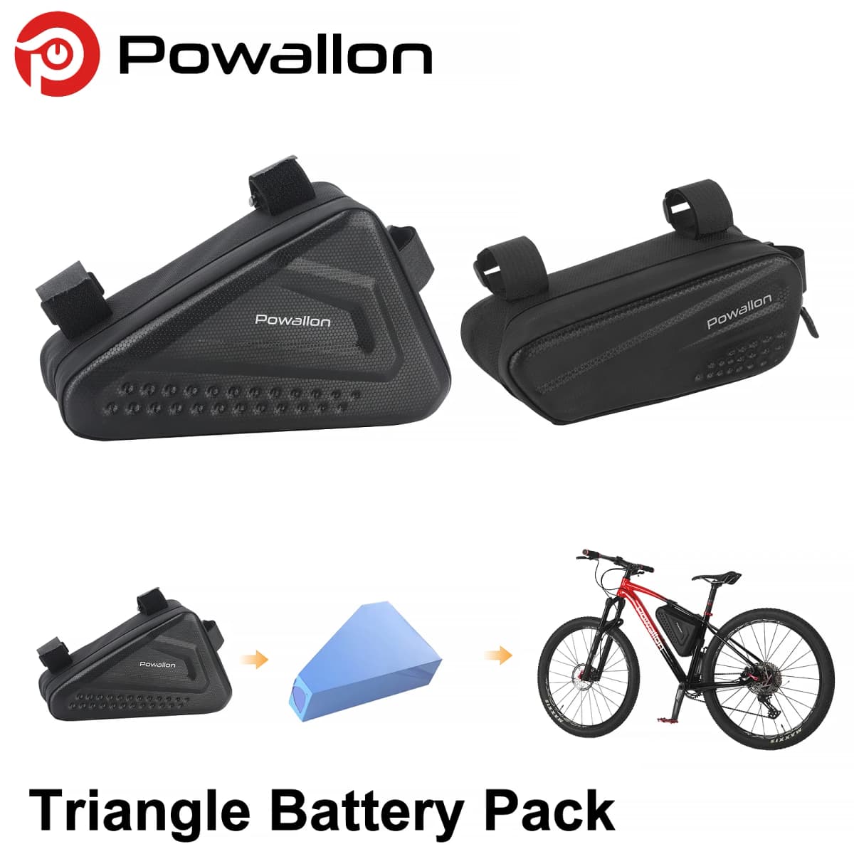 Waterproof Hard Shell E-Bike Triangle Battery Bag, 2 Styles Electric Bicycle Frame Tube Battery Storage Carry Pouch for Ebike