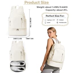 Gym Backpack for Women, Waterproof Sports Backpack with Shoe Compartment Casual Travel Backpack Training Bag for Swim Volleyball