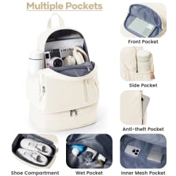 Gym Backpack for Women, Waterproof Sports Backpack with Shoe Compartment Casual Travel Backpack Training Bag for Swim Volleyball