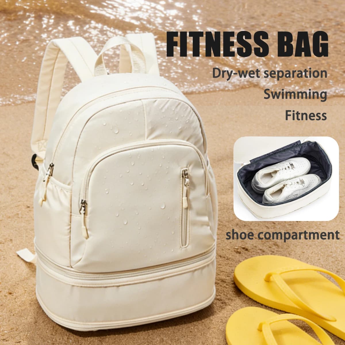 Gym Backpack for Women, Waterproof Sports Backpack with Shoe Compartment Casual Travel Backpack Training Bag for Swim Volleyball